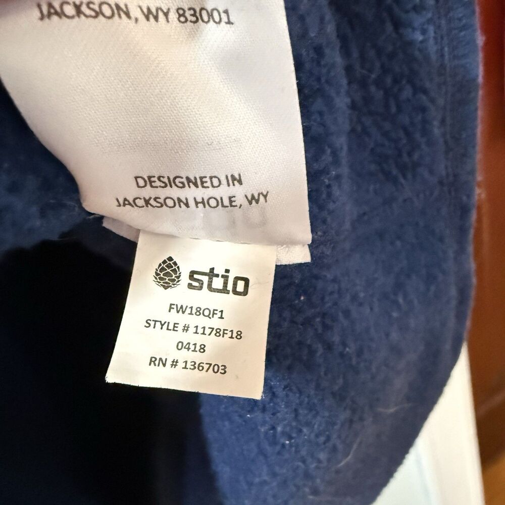 Stio Hoodie Womens Small Navy Sweetwater Fleece Thumbholes 1/4 Zip Sweatshirt - Picture 10 of 11